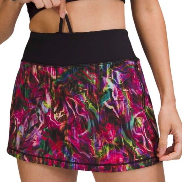 Lululemon Pace Rival Mid Rise Skirt Hyper Flow Pink Multi / Black - Picture 4 of 16